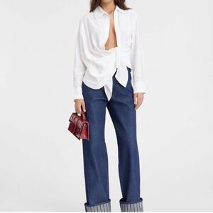 NWT Jacquemus White Le Raphia 'La Chemise Bahia' Shirt Size 40 FR (US 8)